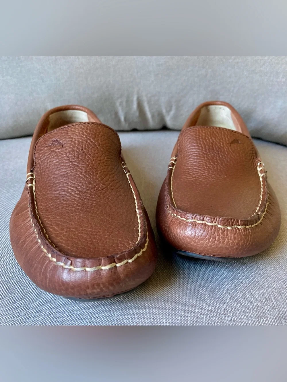 Tommy Bahama Pagota Brown Pebble Leather Driving Loafers Moccasins Men’s 8.5M